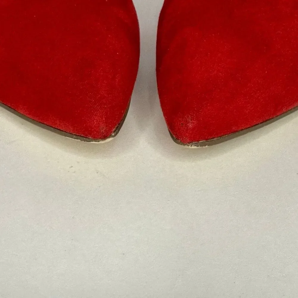 JustFab Red Block Heel Suede Boots | Women Size 8.5 - Picture 12 of 15